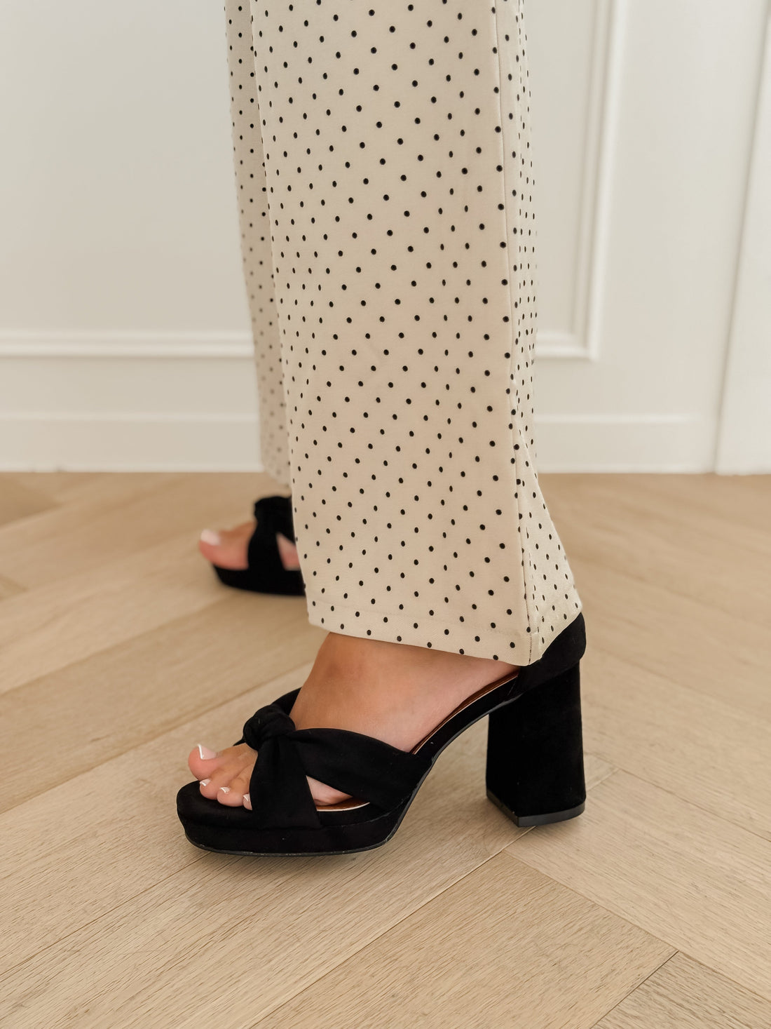 Black Suede Knotted Heels
