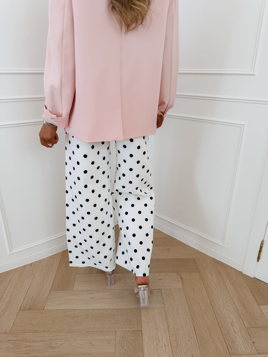 White Black Polka Dots Jeans
