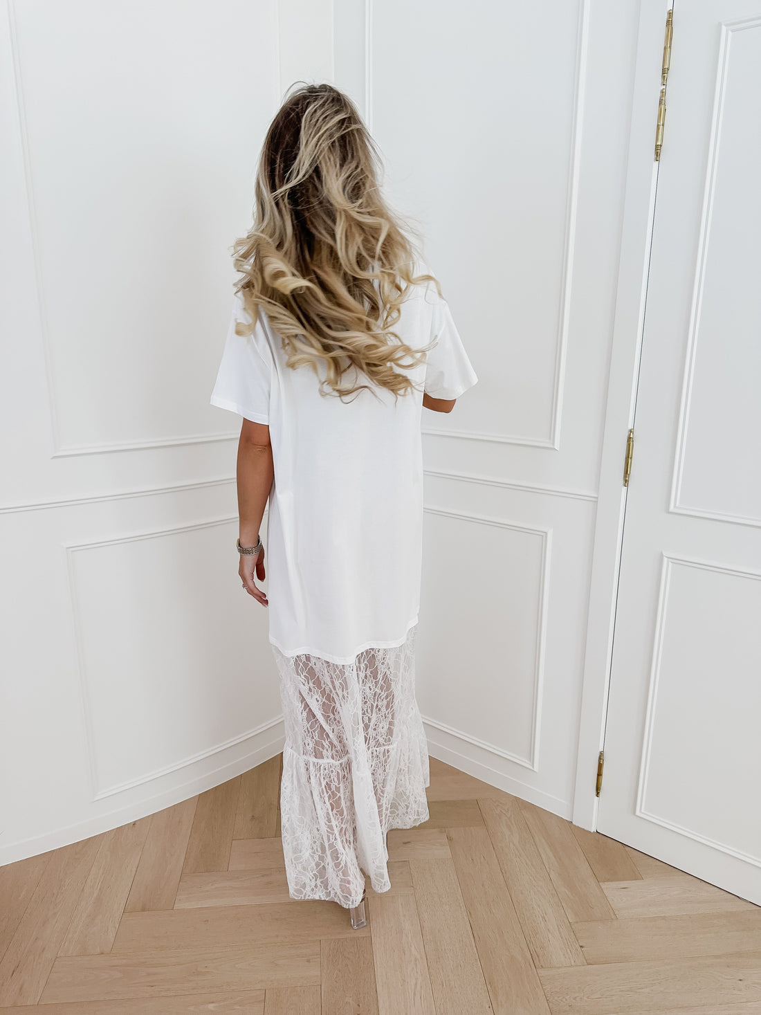 White Shirt Lace Dress