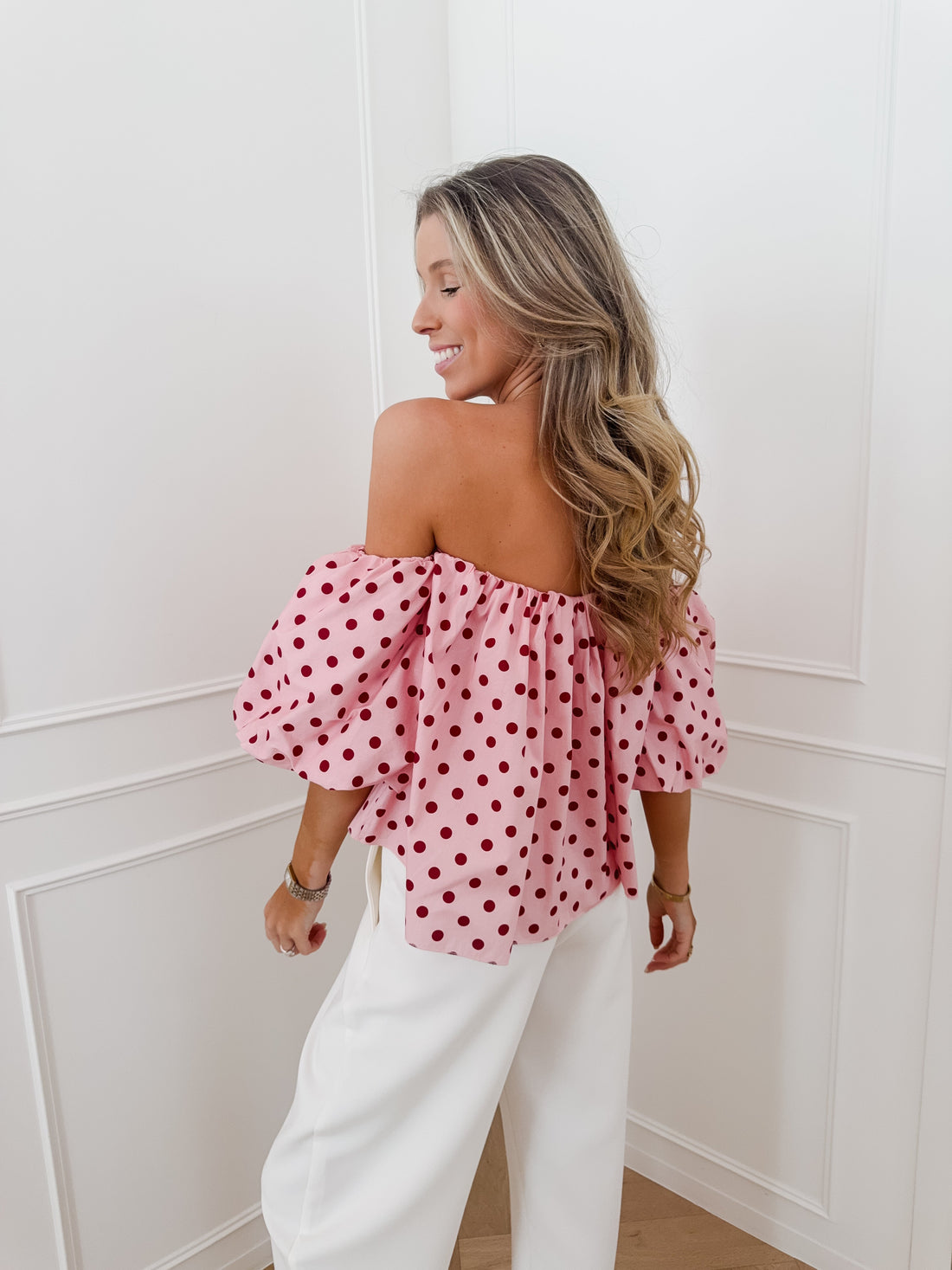 Pink Lauranne Polka Dot Top
