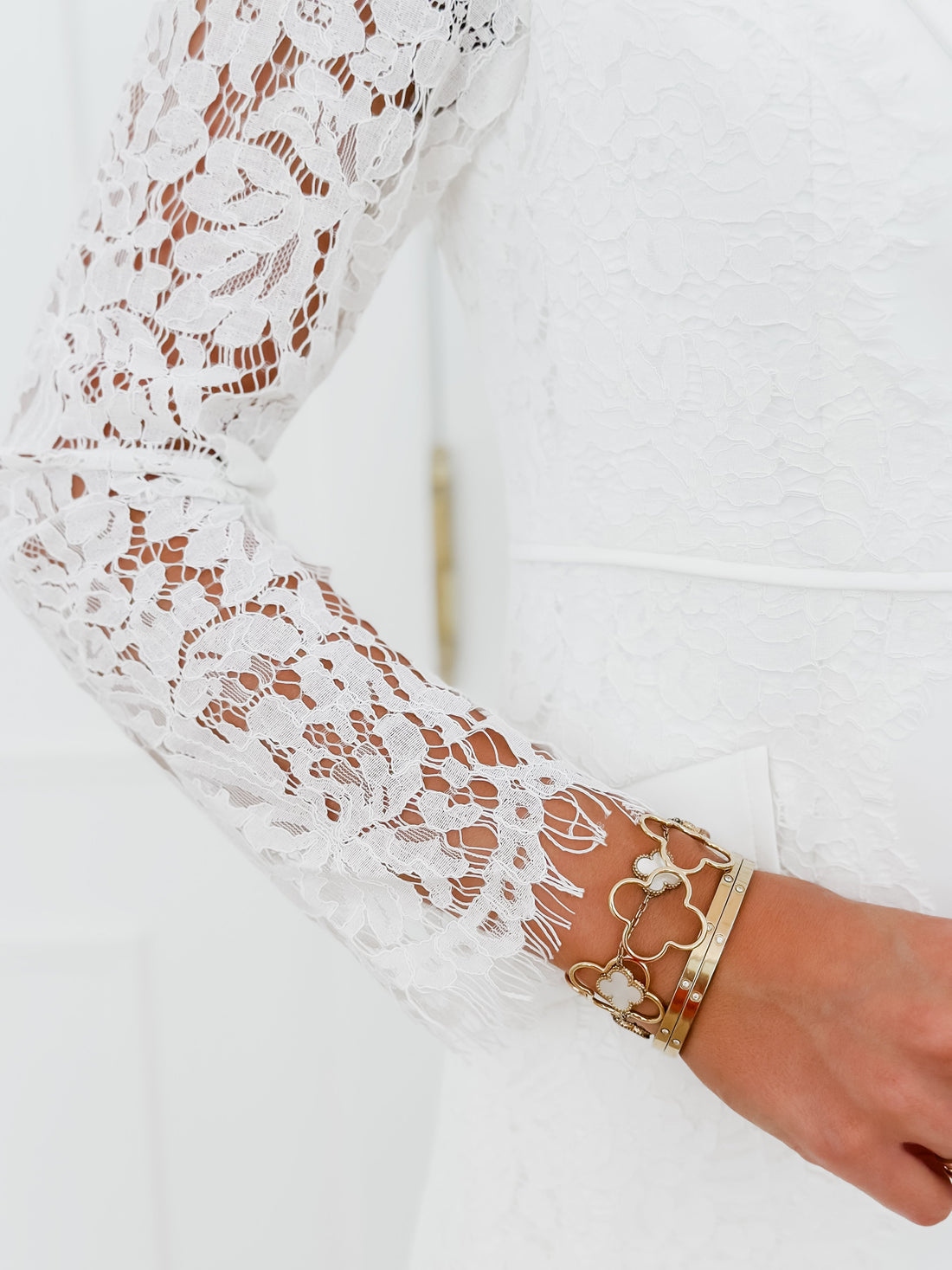 White Lace Sleeve Blazer