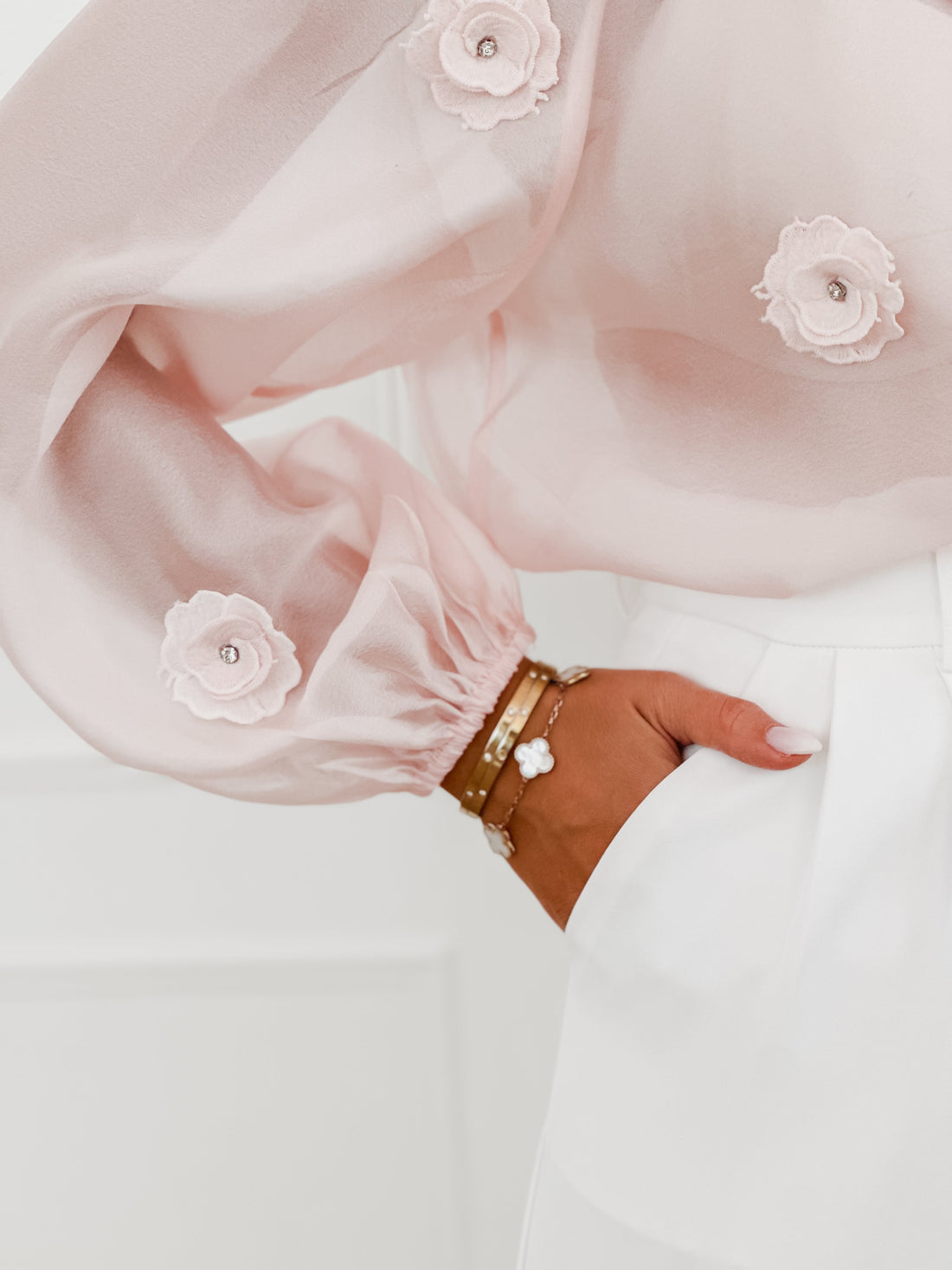 Pink Flower Diamond Blouse