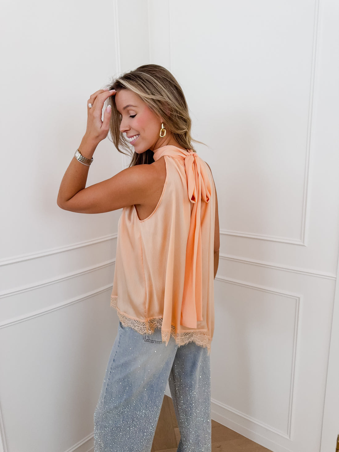 Orange Emry Halterneck Asymmetric Top