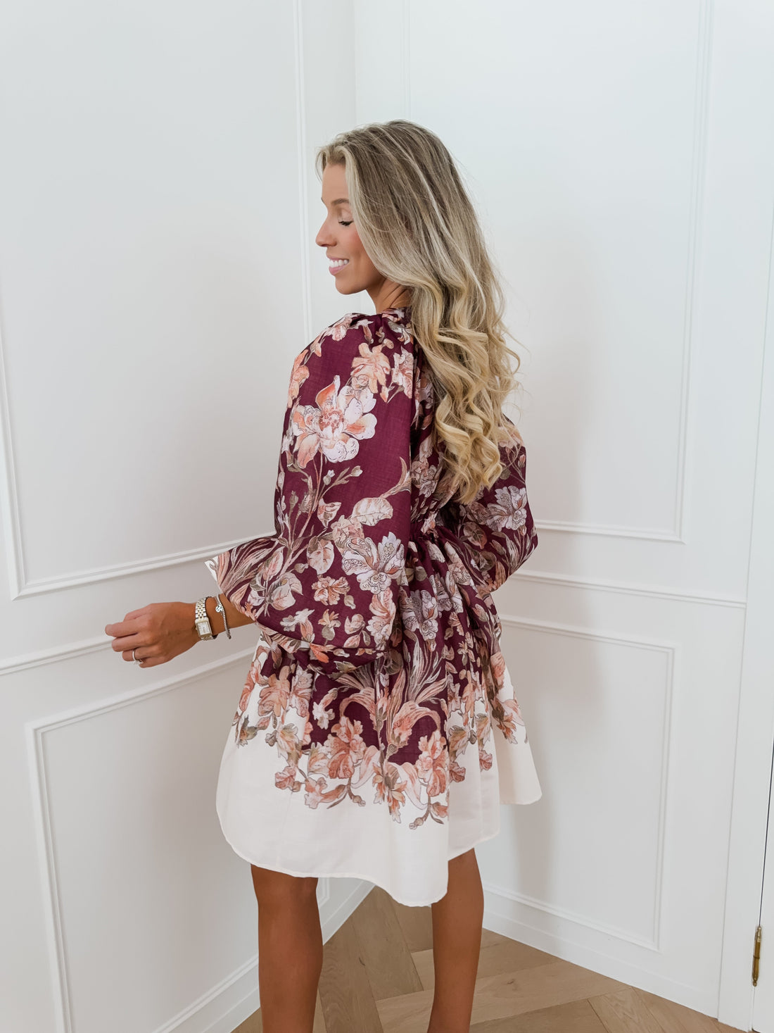 Bordeaux Multicolor Floral Fabienne Dress