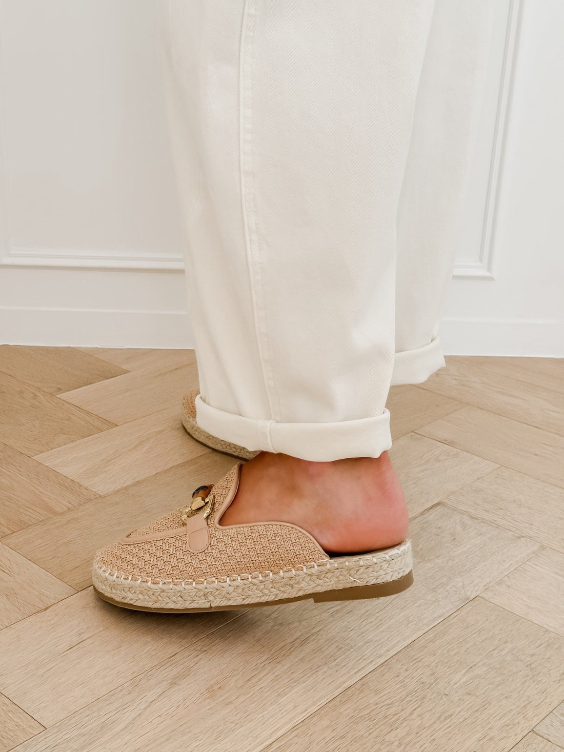 Beige Buckle Ilona Loafers