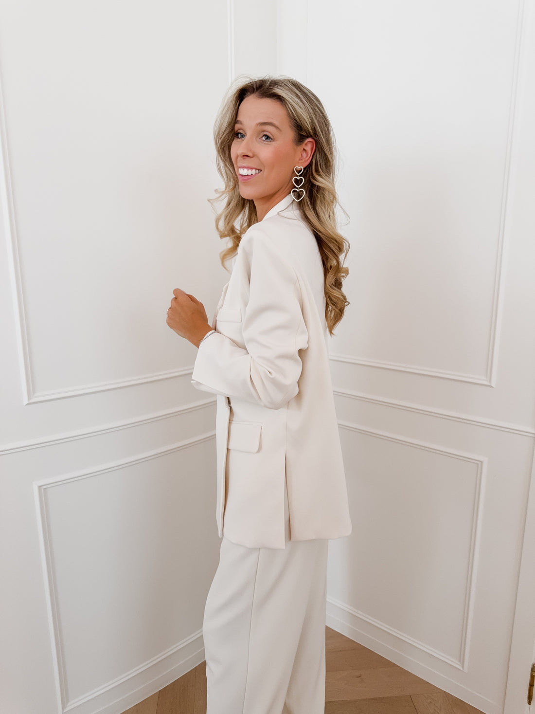 Cream Double Pocket Blazer