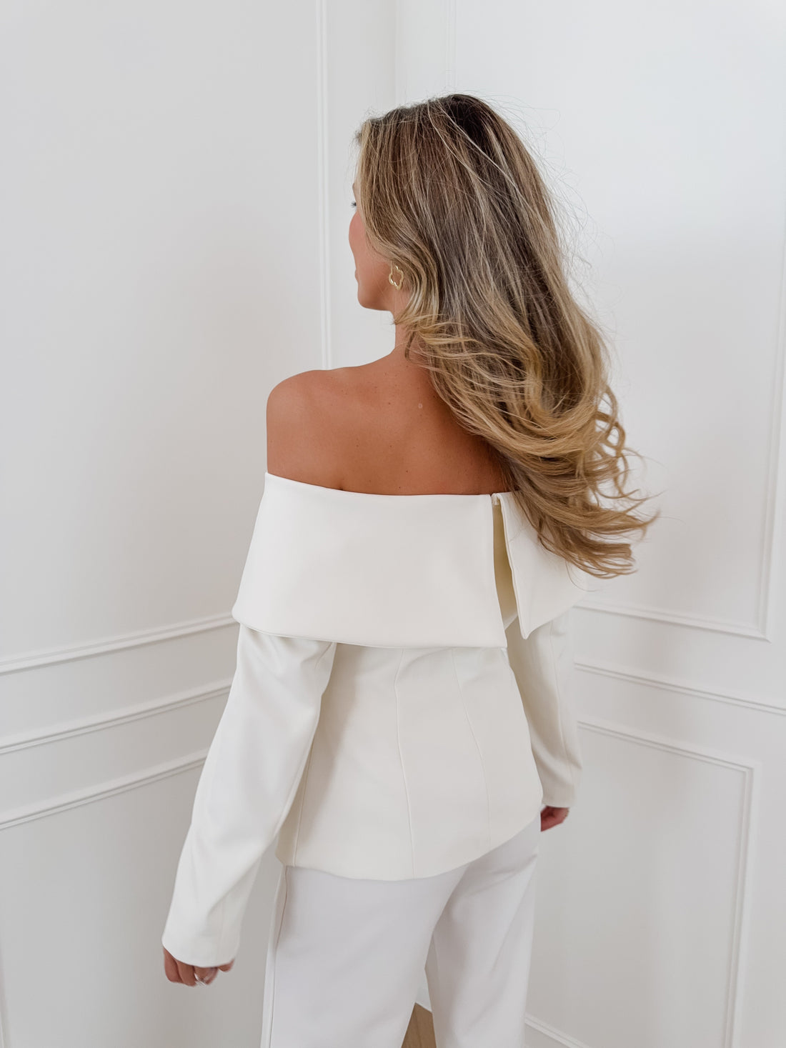 Cream Francene Off Shoulder Blazer