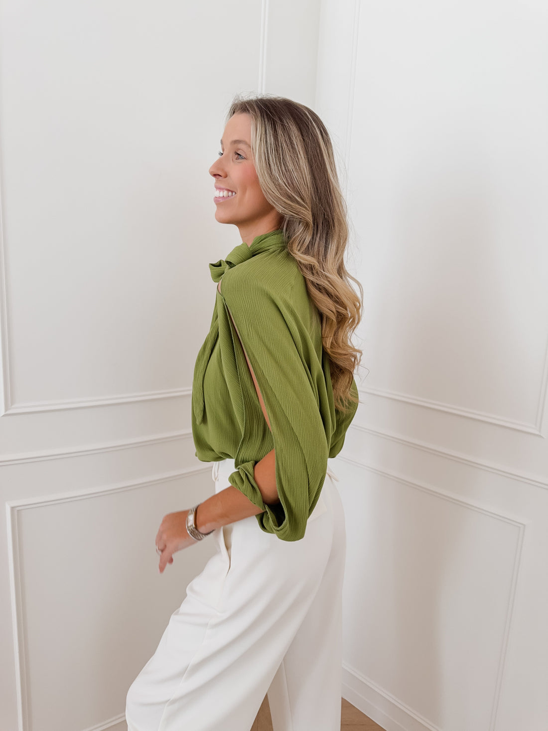 Green Open Sleeve Lavinia Blouse