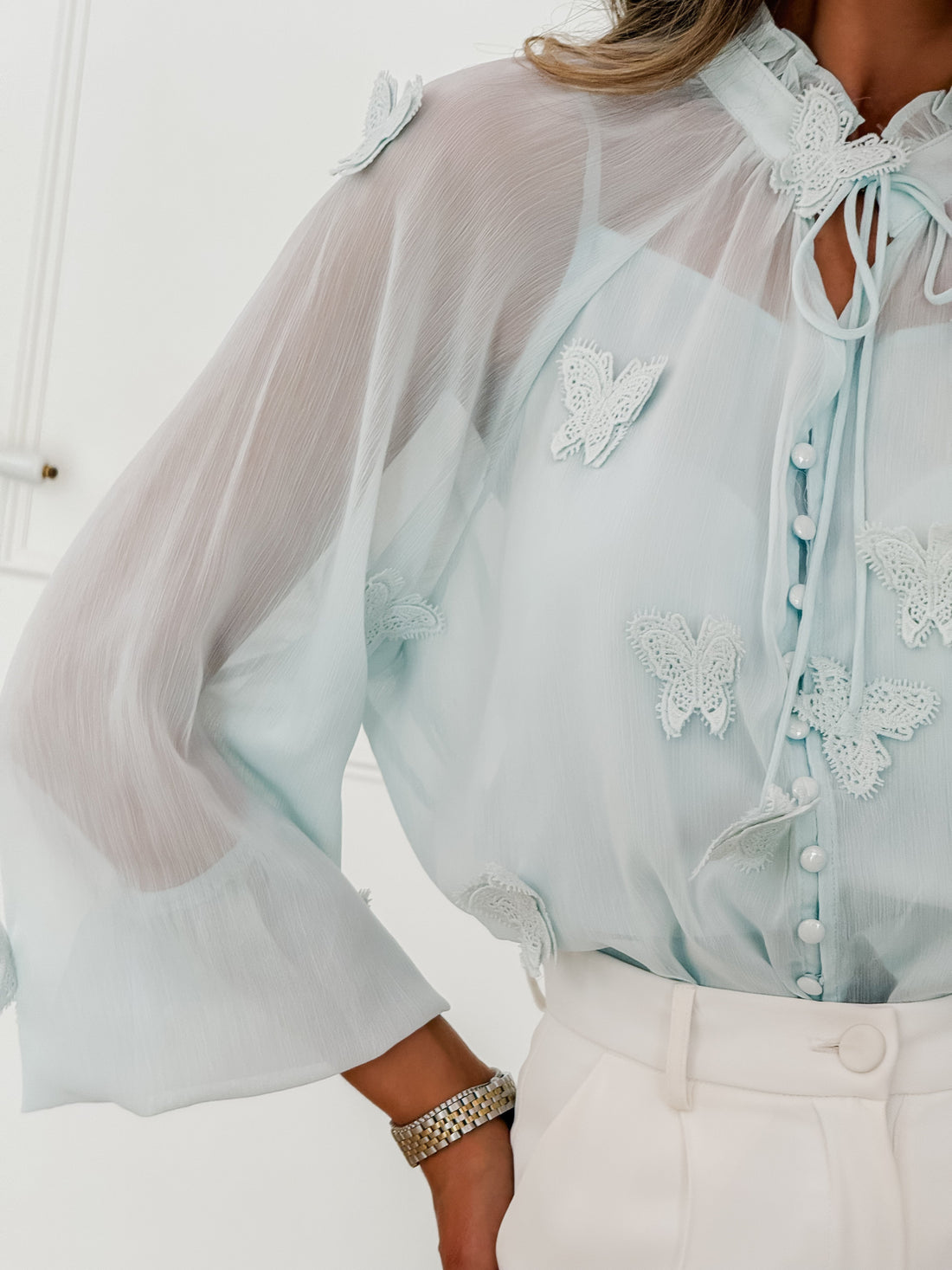 Turquoise Marjorie Butterfly Blouse