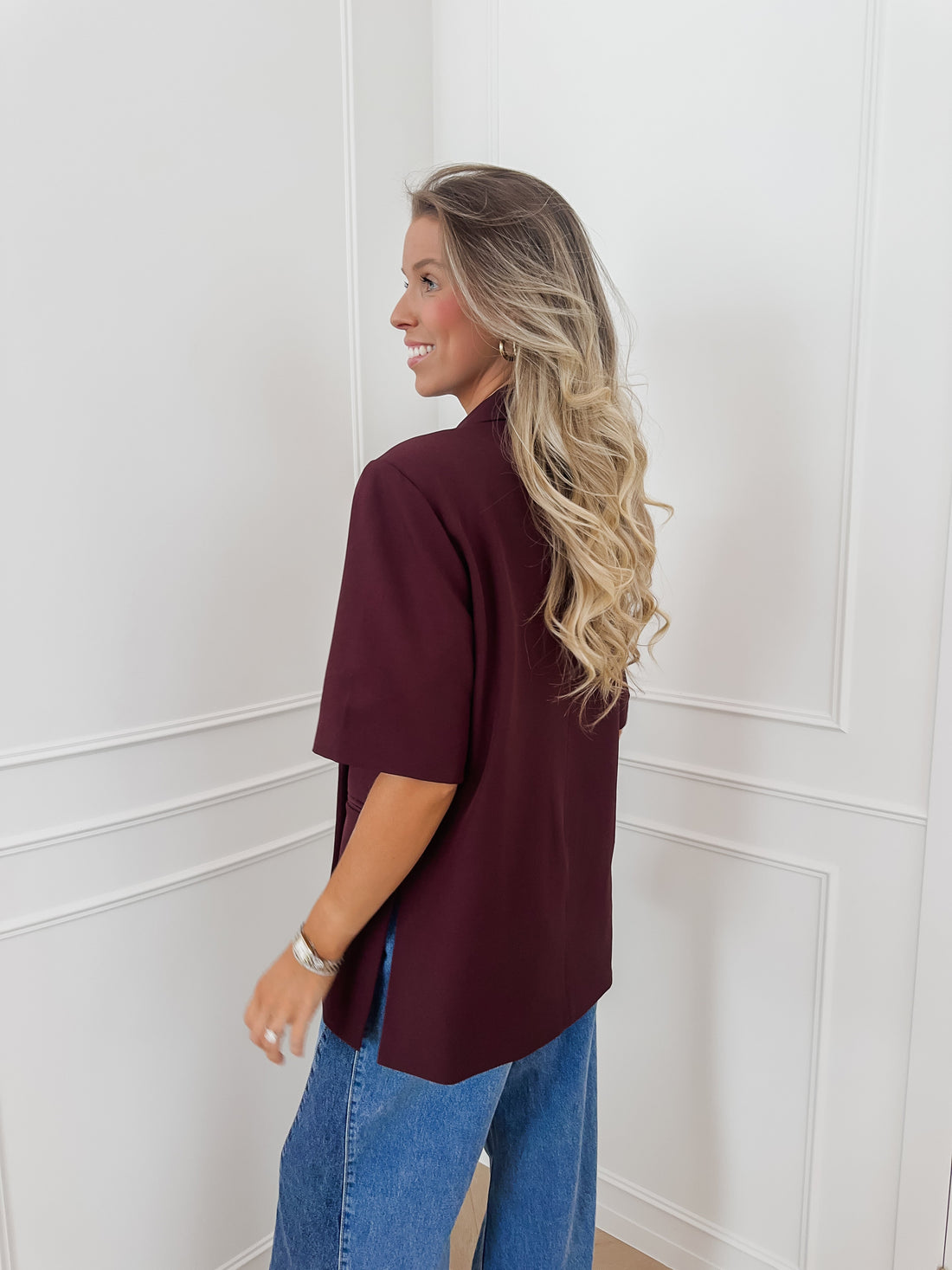 Burgundy Short Sleeve Julia Blazer