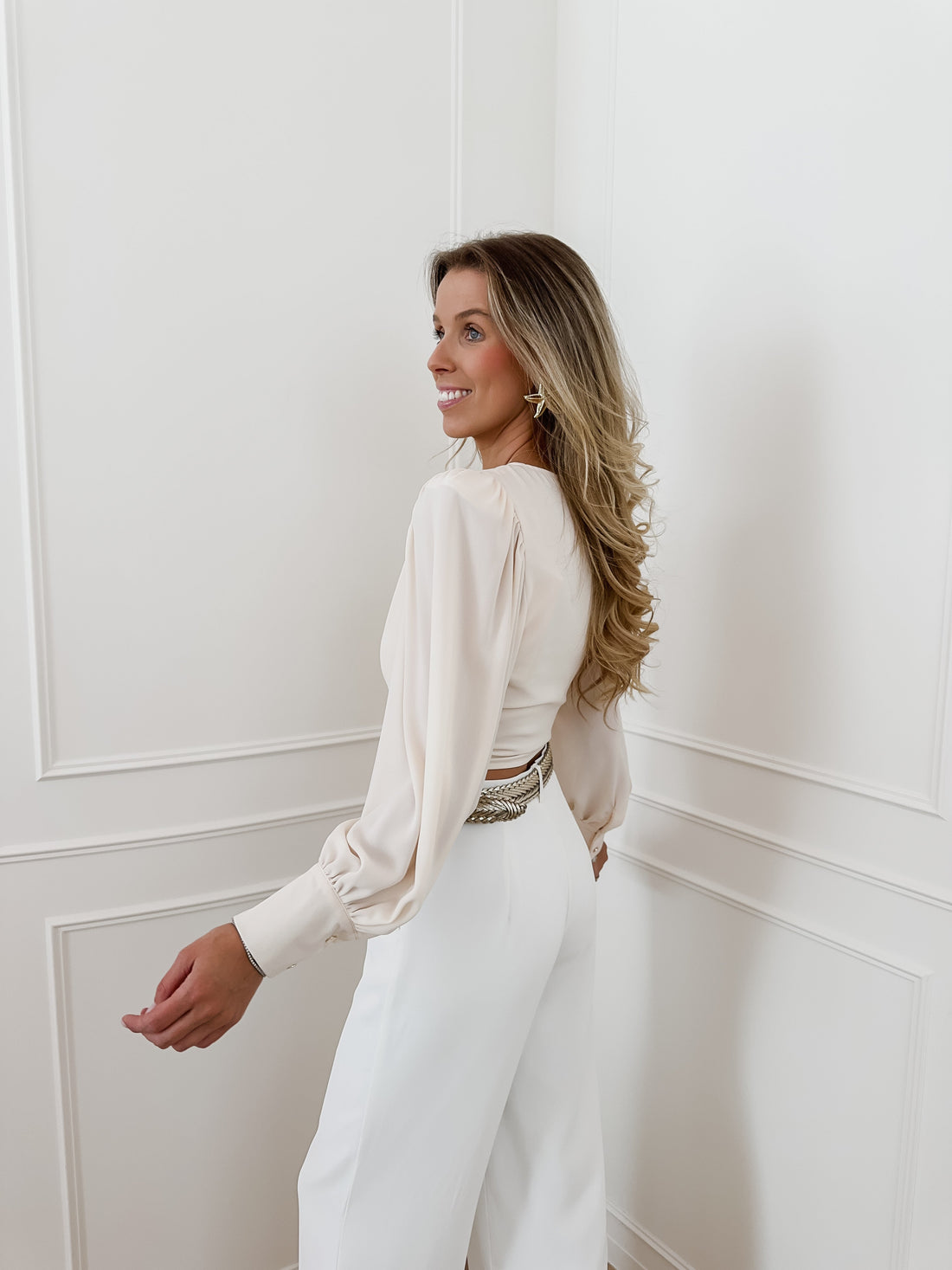 Light Beige Ellis Cache Coeur Blouse