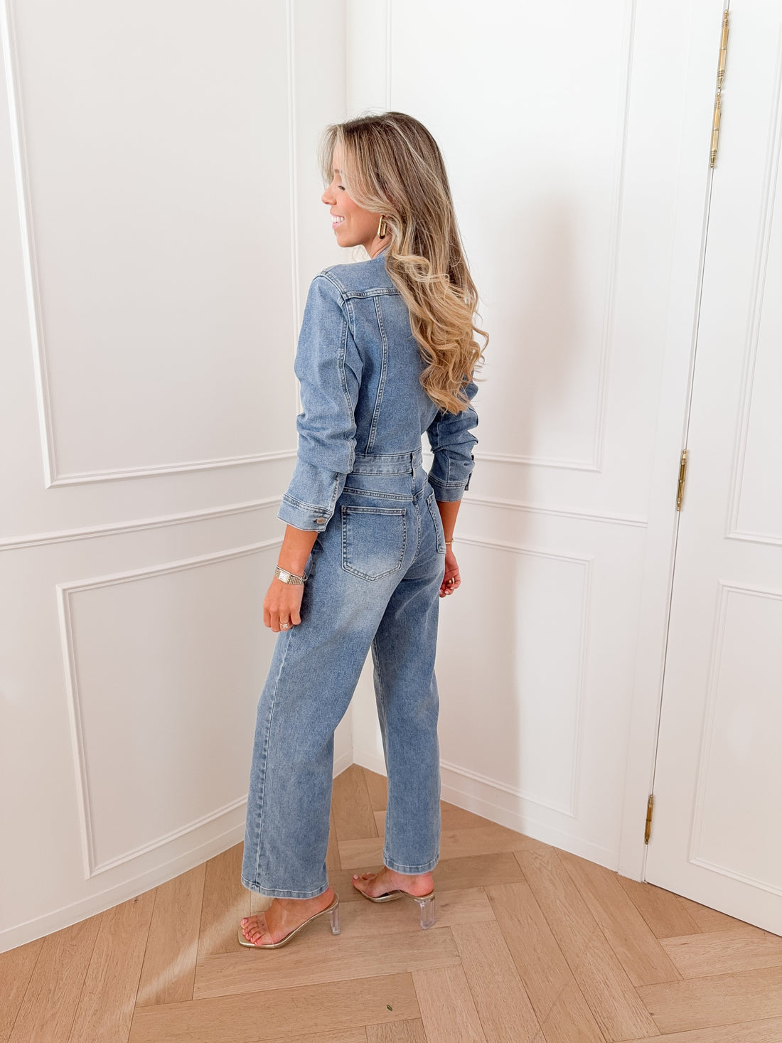 Blue Luisa Long Sleeve Denim Jumpsuit