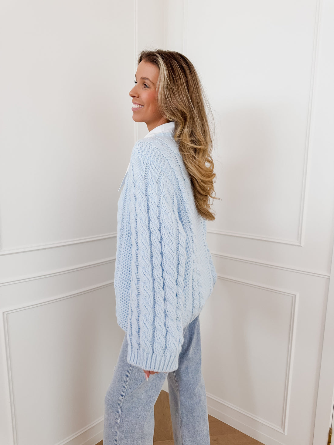 Light Blue Cable Oversized Sweater