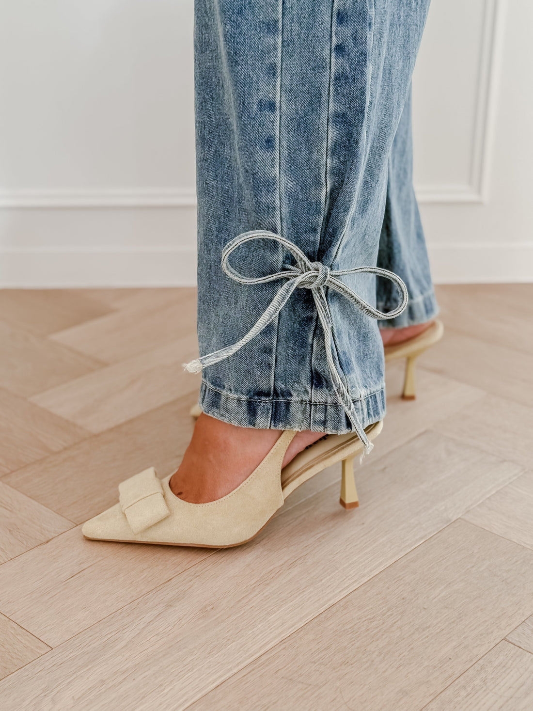 Blue Ankle Bow Jeans
