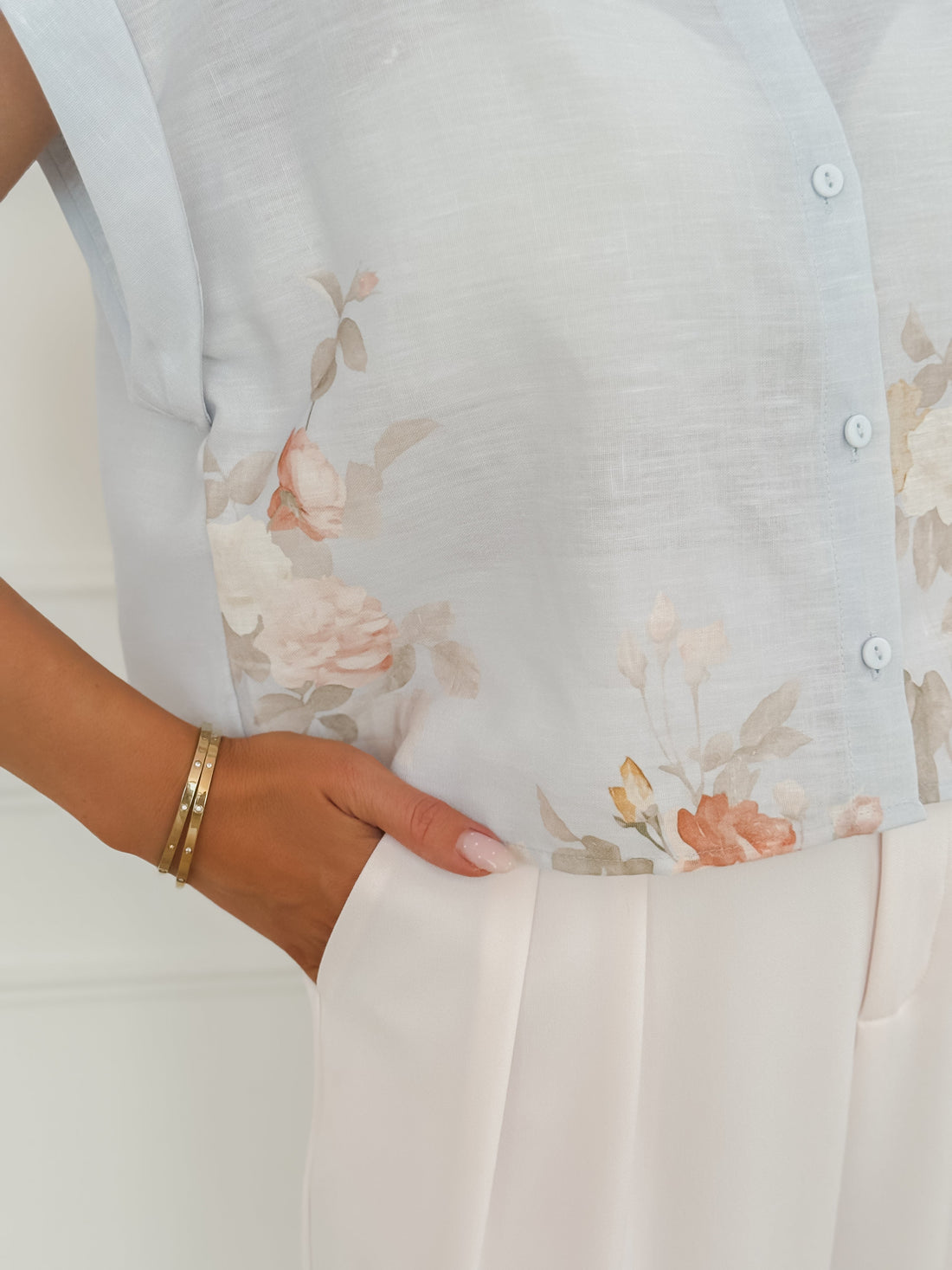 Light Blue Short Sleeve Evita Blouse