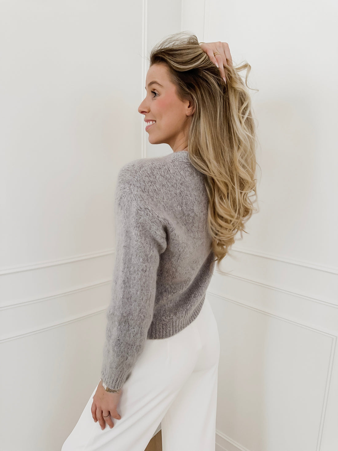 Grey Diamond Button Suzy Gilet