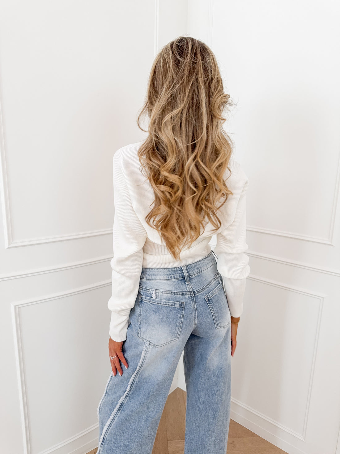 White Laila Ribbed Sweater Set