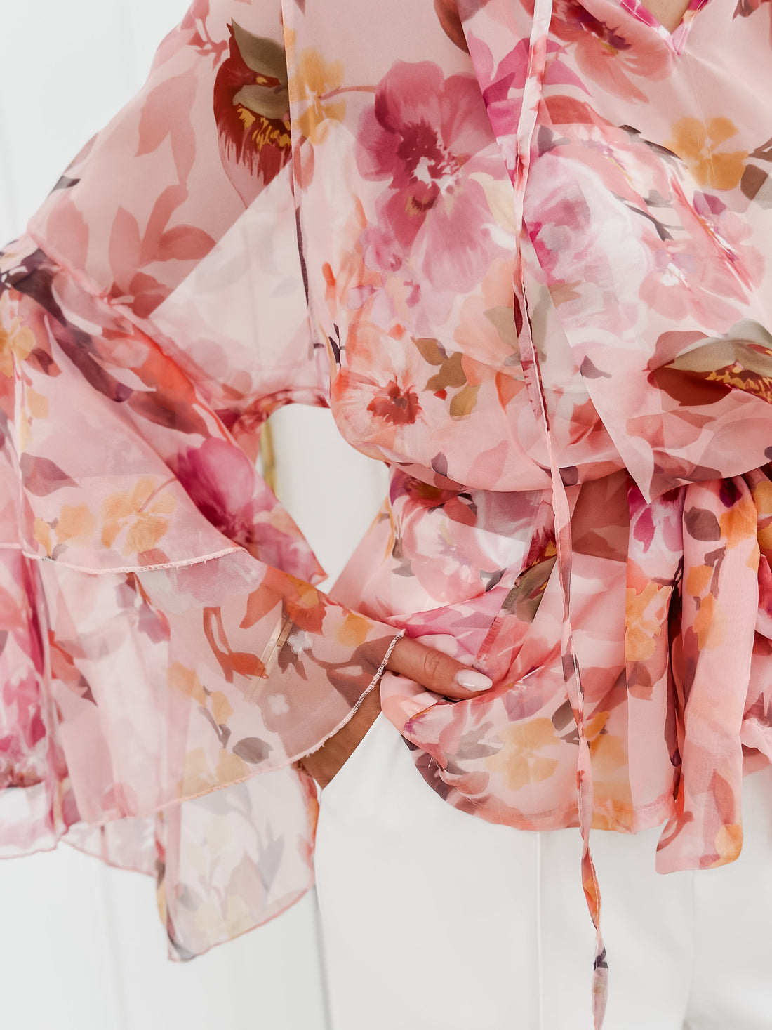 Pink Flowy Flower Blouse