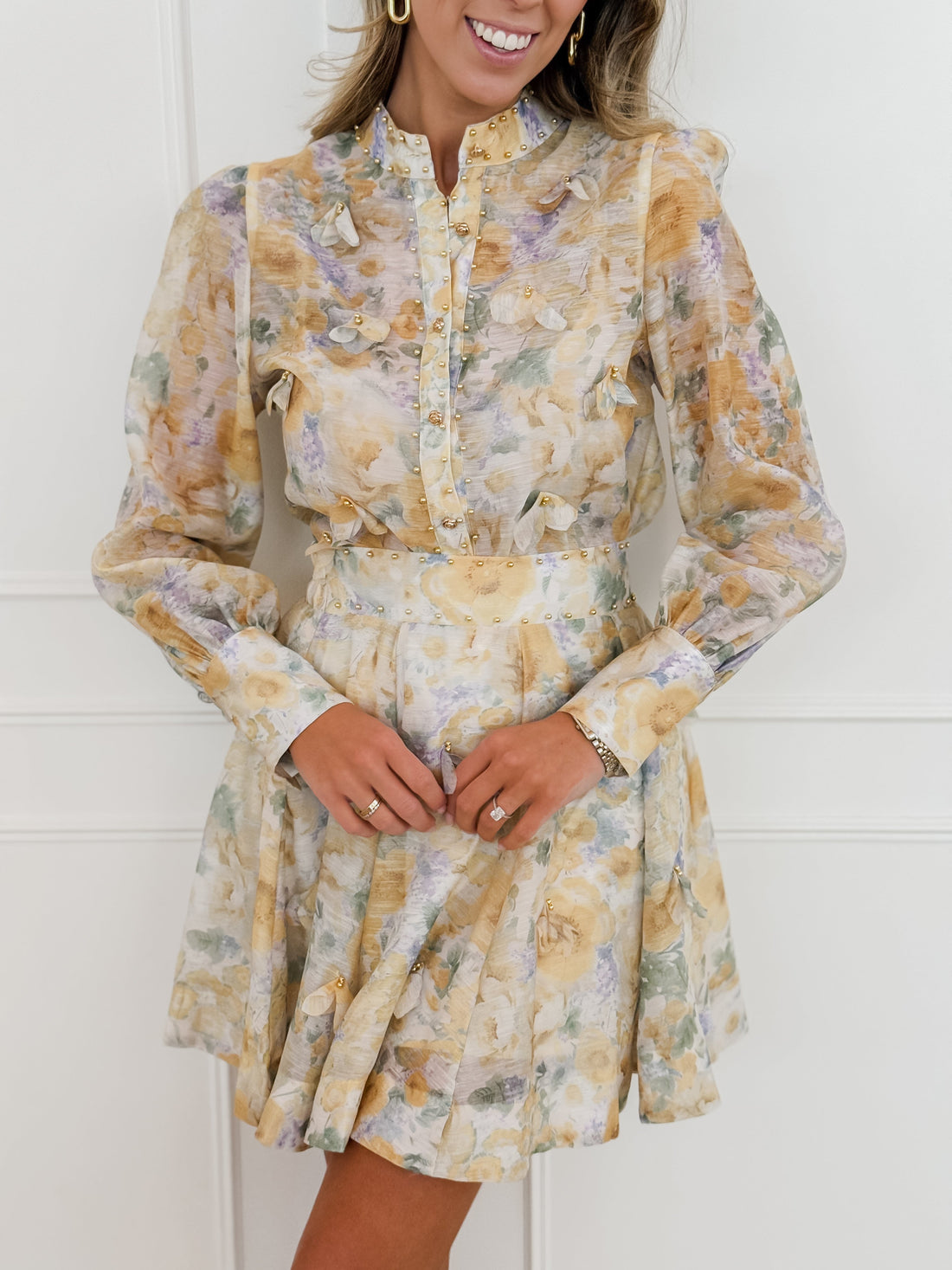 Yellow Eliette Golden Pearl Floral Ensemble