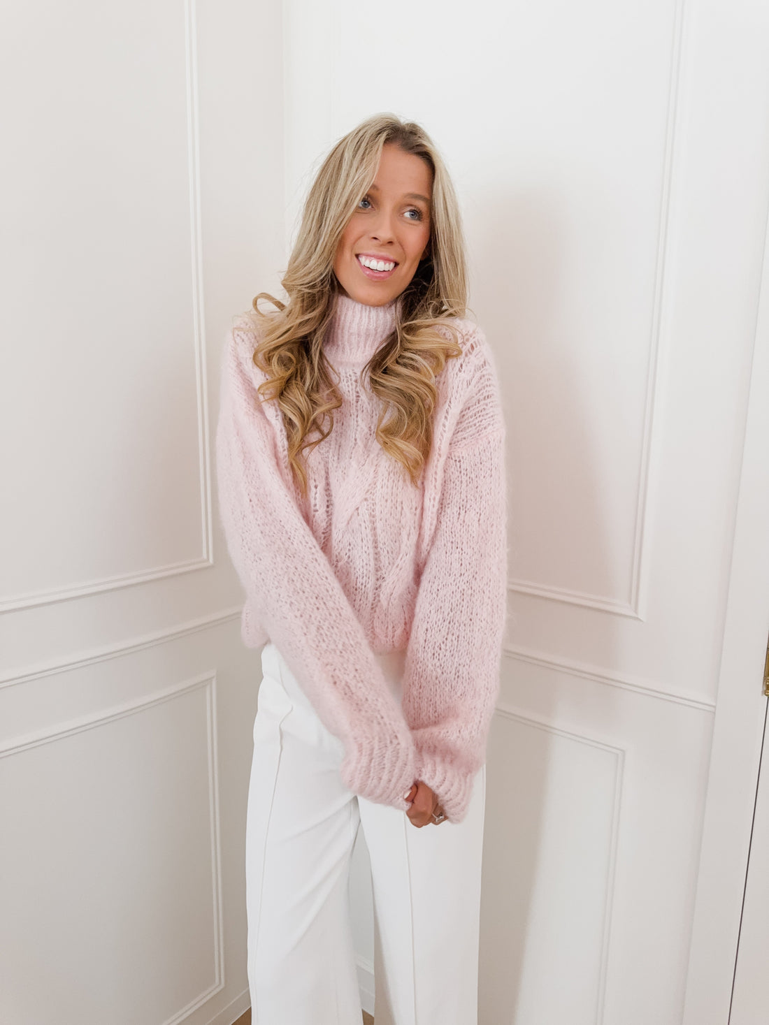 Pink Nancy Cable Mohair Sweater