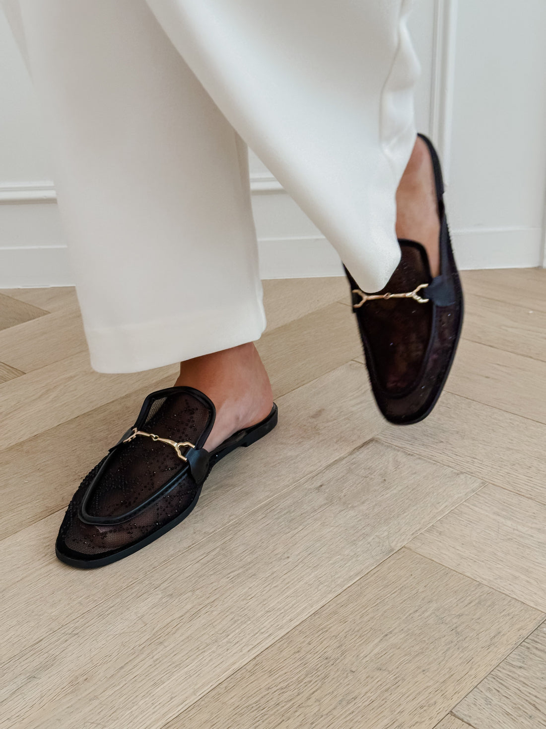 Black Diamond Buckle Loafers
