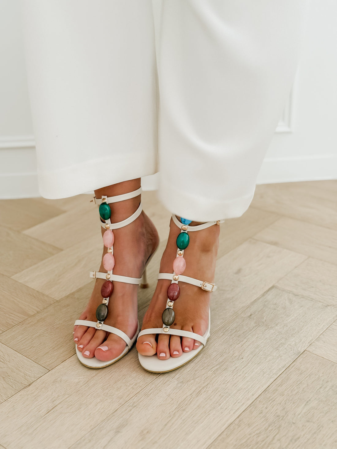 Multicolor Stone Heels