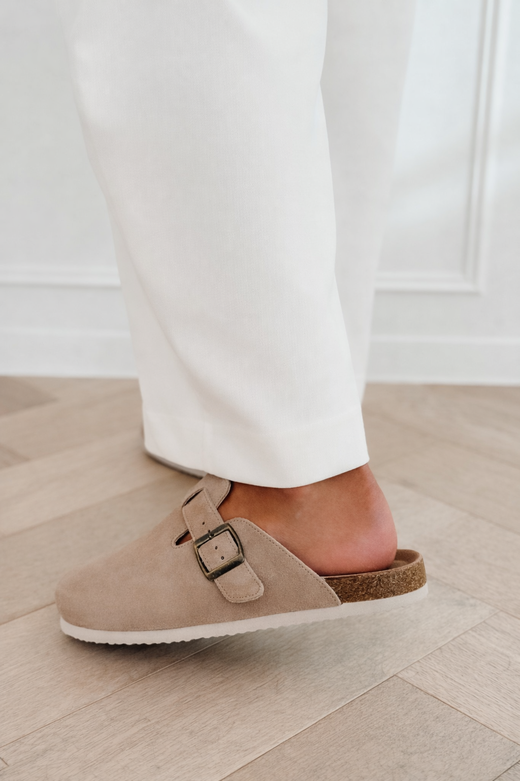 Beige Suede Ines Mule