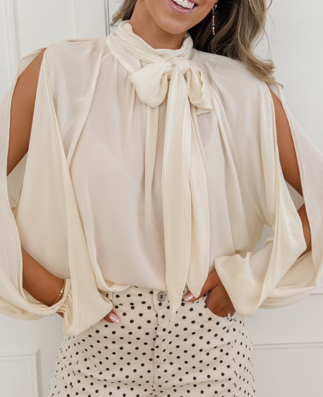 Cream Open Sleeve Lavinia Blouse
