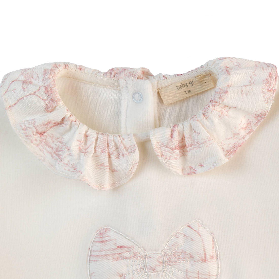 BABY - White Pink Detail Bow Bodysuit